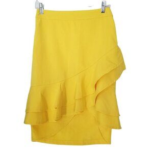 Tea & Cup Women's Yellow High Low Ruffle Skirt Size Small